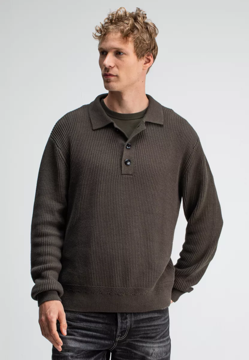 BUTCHER OF BLUE-Galway polo LS-M2516026-696 mocha brown-BRUIN