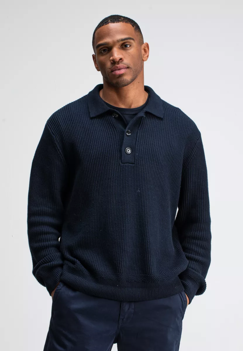 BUTCHER OF BLUE-Galway polo LS-M2516026-890 alaska blue-NAVY