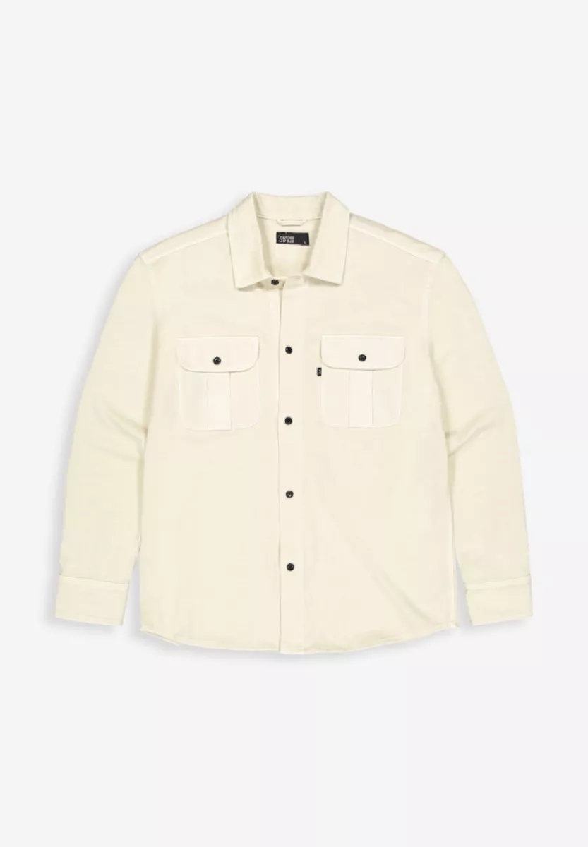 BUTCHER OF BLUE-Phil Jersey Overshirt-M2524016-618v beige grey-CREME