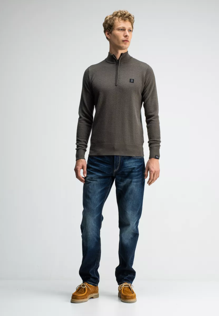 BUTCHER OF BLUE-Structure halfzip-M2526003-696 mocha brown-BRUIN