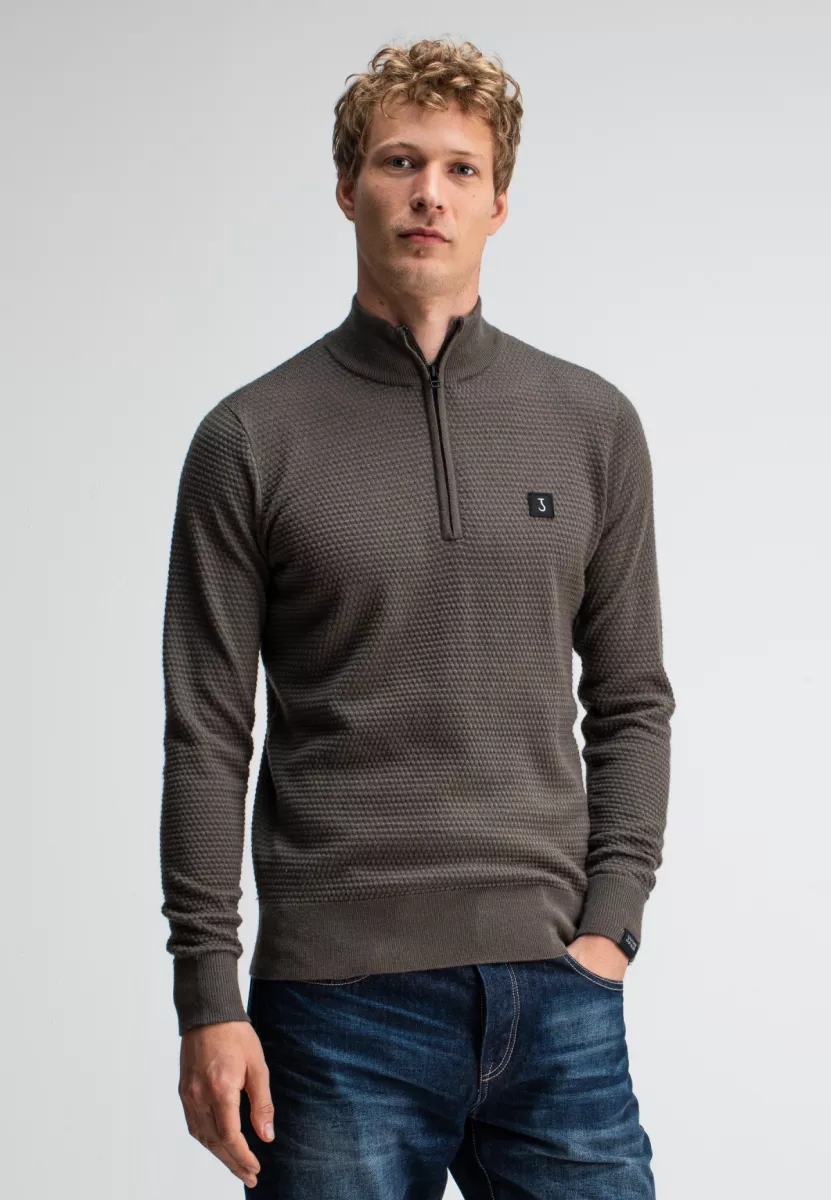 BUTCHER OF BLUE-Structure halfzip-M2526003-696 mocha brown-BRUIN