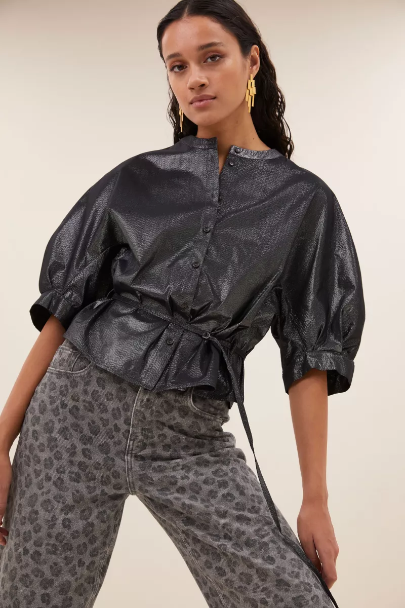 By-bar-Christi Silver Blouse-25512021-810 Silver-ZILVER GRIJS