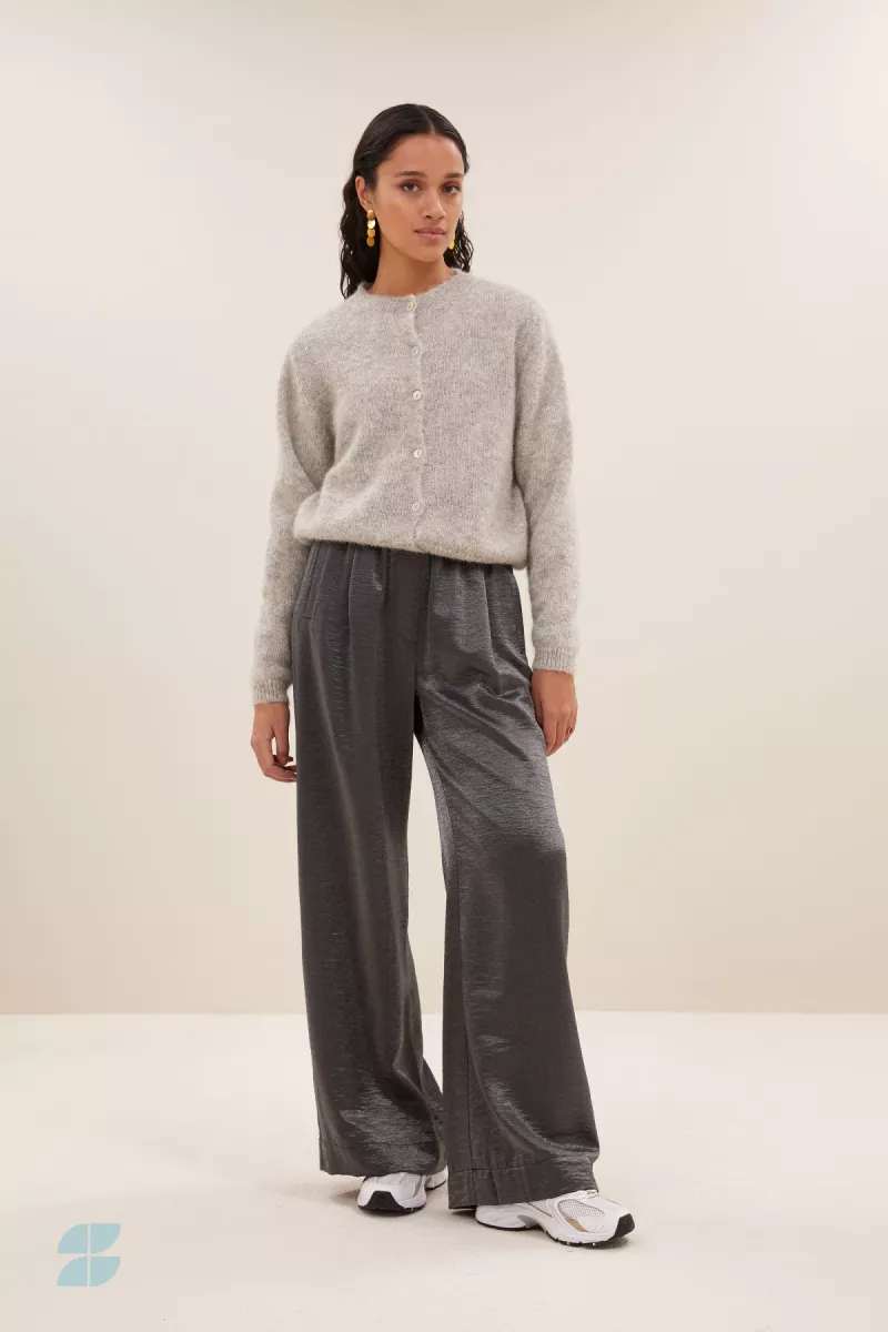 By-bar-Cleo Natural Cardigan-25514004-815 Light Grey Melee-GRIJS MELEE