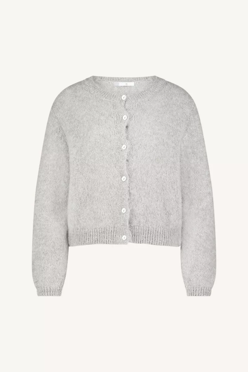 By-bar-Cleo Natural Cardigan-25514004-815 Light Grey Melee-GRIJS MELEE
