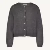 By-bar-Cleo Natural Cardigan-25514004-835 Dark Grey Melee-DONKER GRIJS/GRAFIET