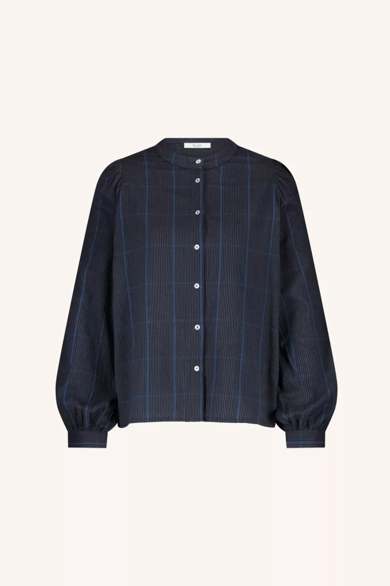 By-bar-Rikki Check Blouse-25512051-1601 Blue Checks-BLAUW COMBINATIE