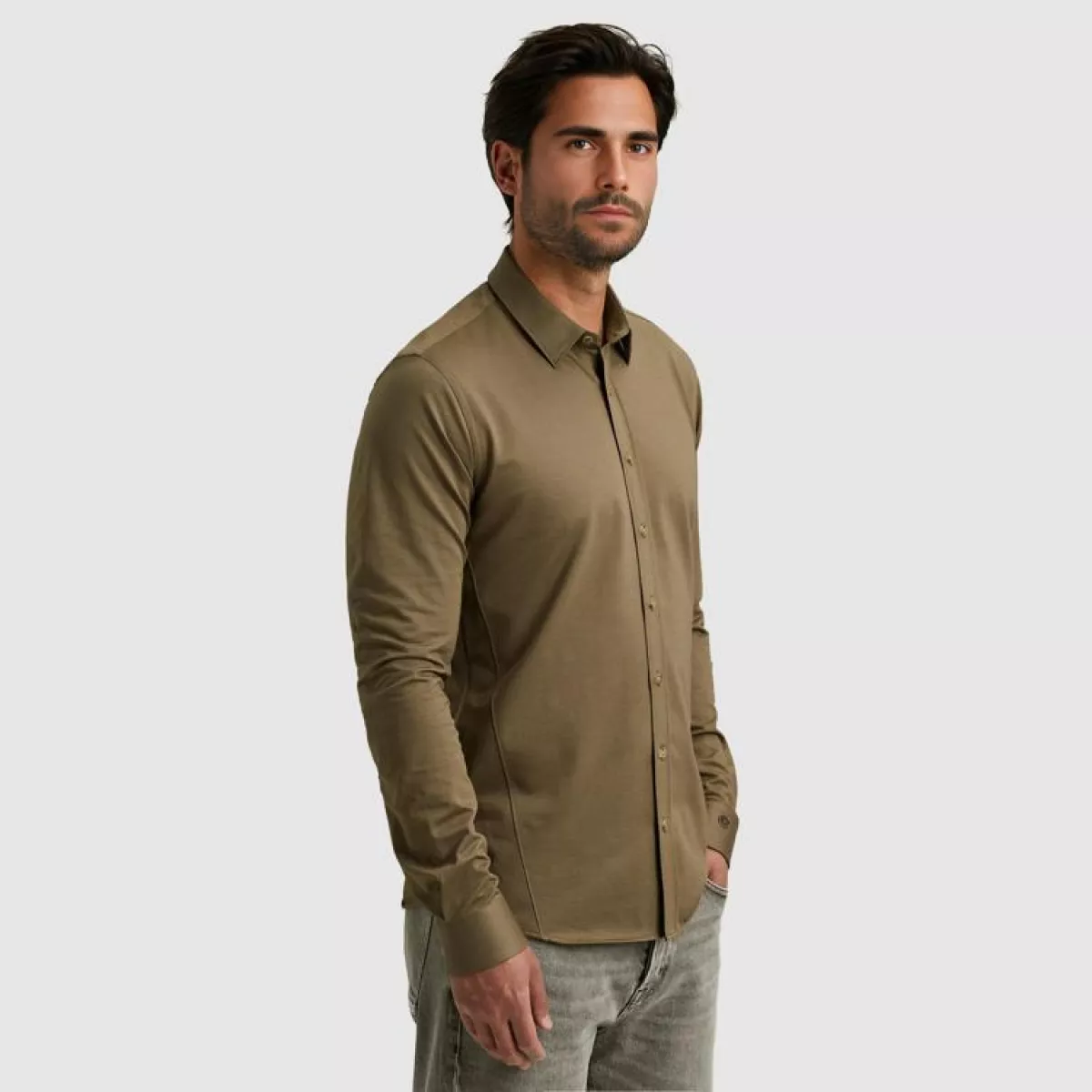 CAST IRON-LONG SLEEVE SHIRT Twill Jersey 2 t-CSI2508200-8025 Brindle-ROOD