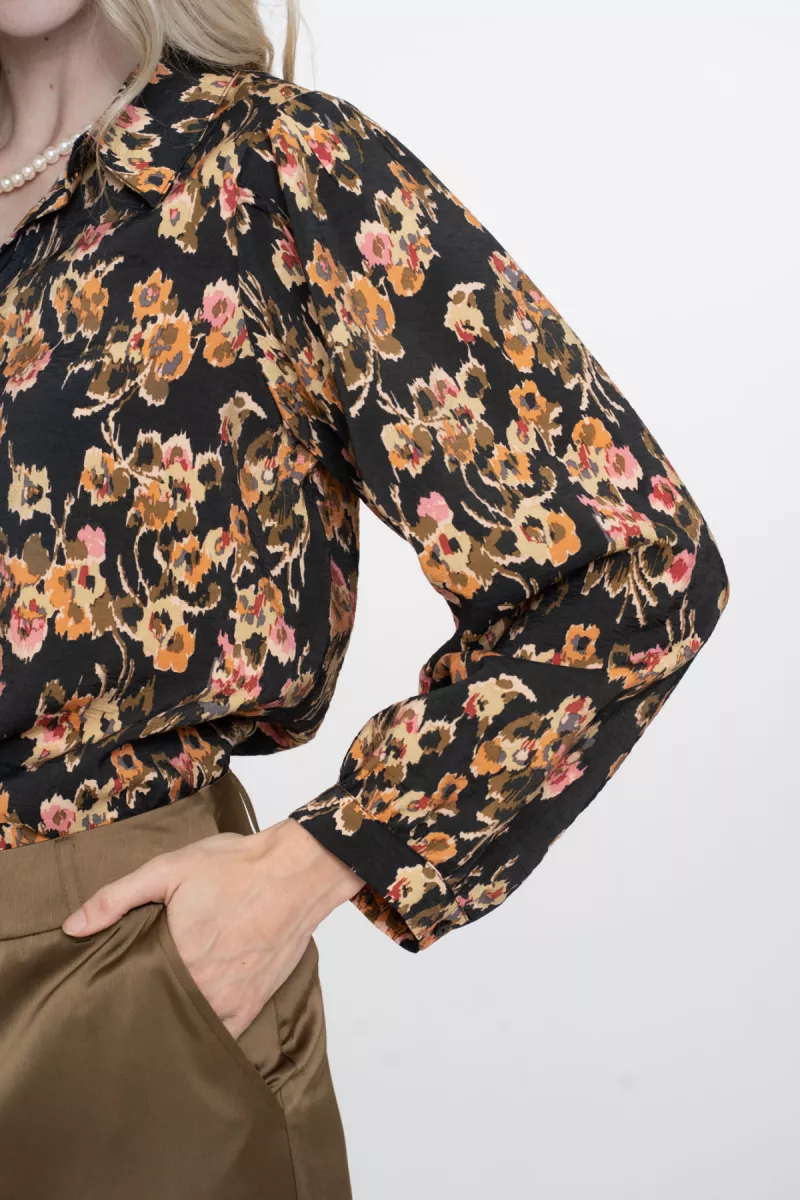 GEISHA-Blouse flowers-53617-20-999 black/yellow-BLACK