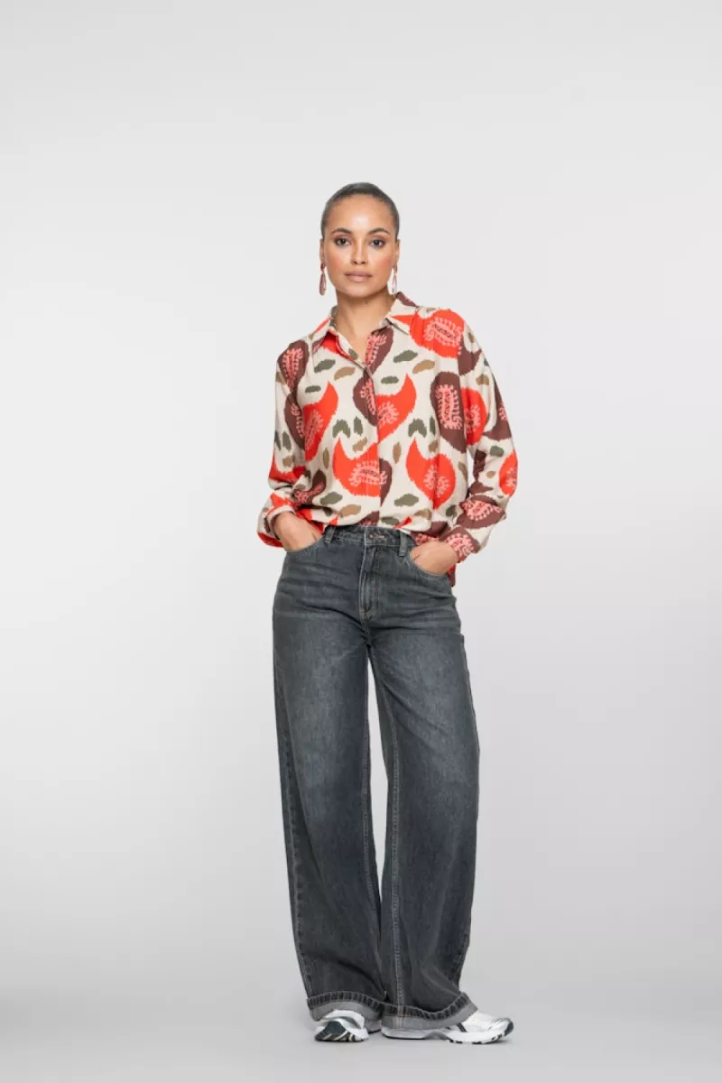 GEISHA-Blouse print-53604-20-450 red/wool white-ROOD