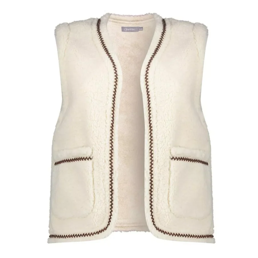 GEISHA-Gilet teddy embroidery-55541-19-10 off-white/tap-OFF WHITE