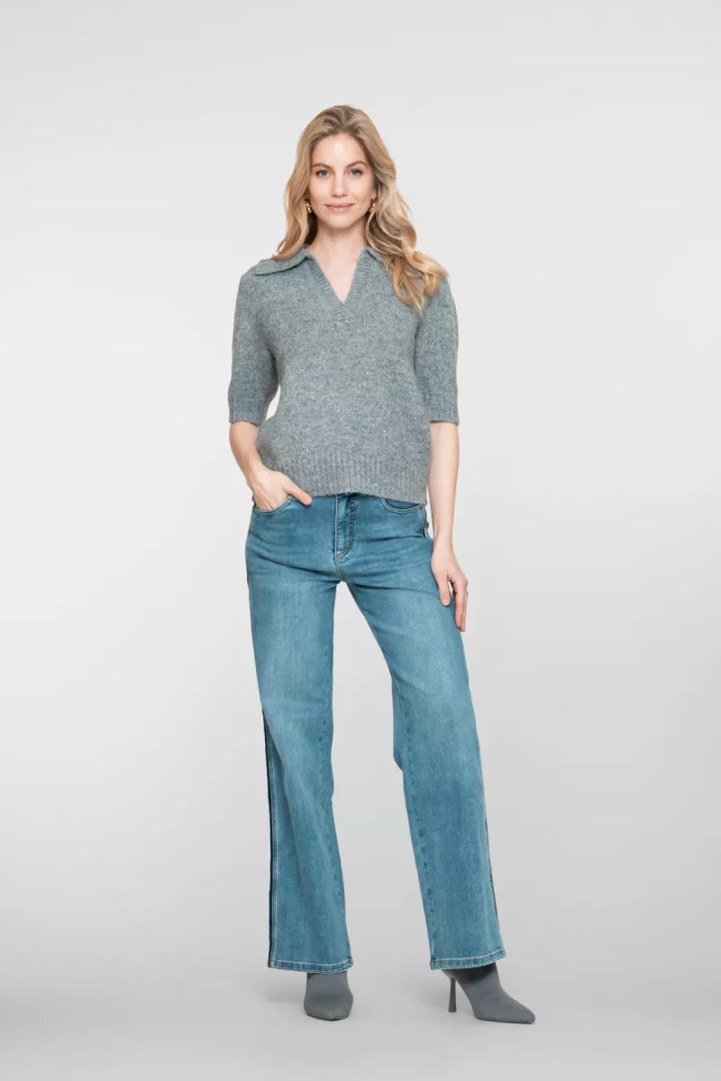 GEISHA-Jeans piping insert-51519-10-811 stonewash denim-DENIM