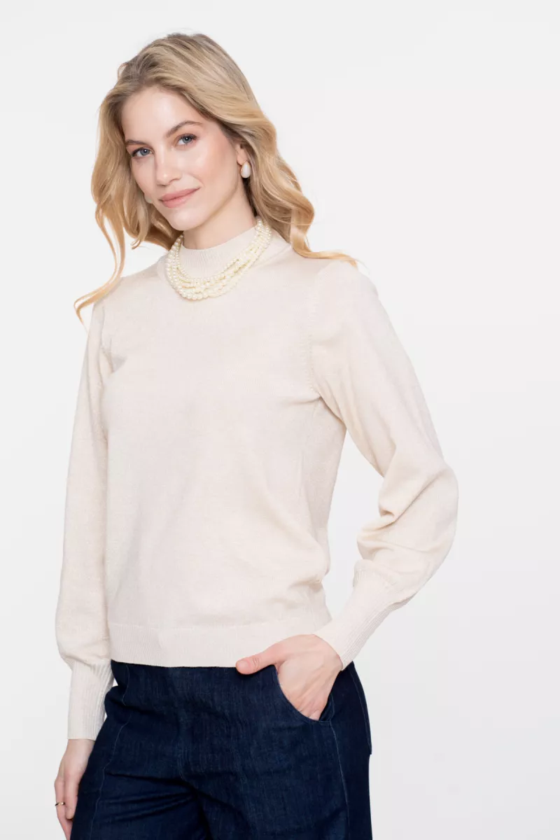 GEISHA-Pullover basic turtle lurex-54531-14-10 off-white/gold-OFF WHITE