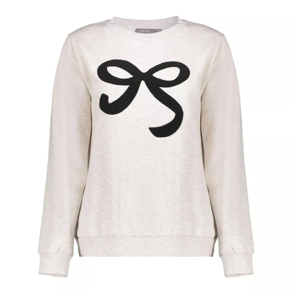 GEISHA-Sweat with bow-52587-24-715 beige melange-BEIGE