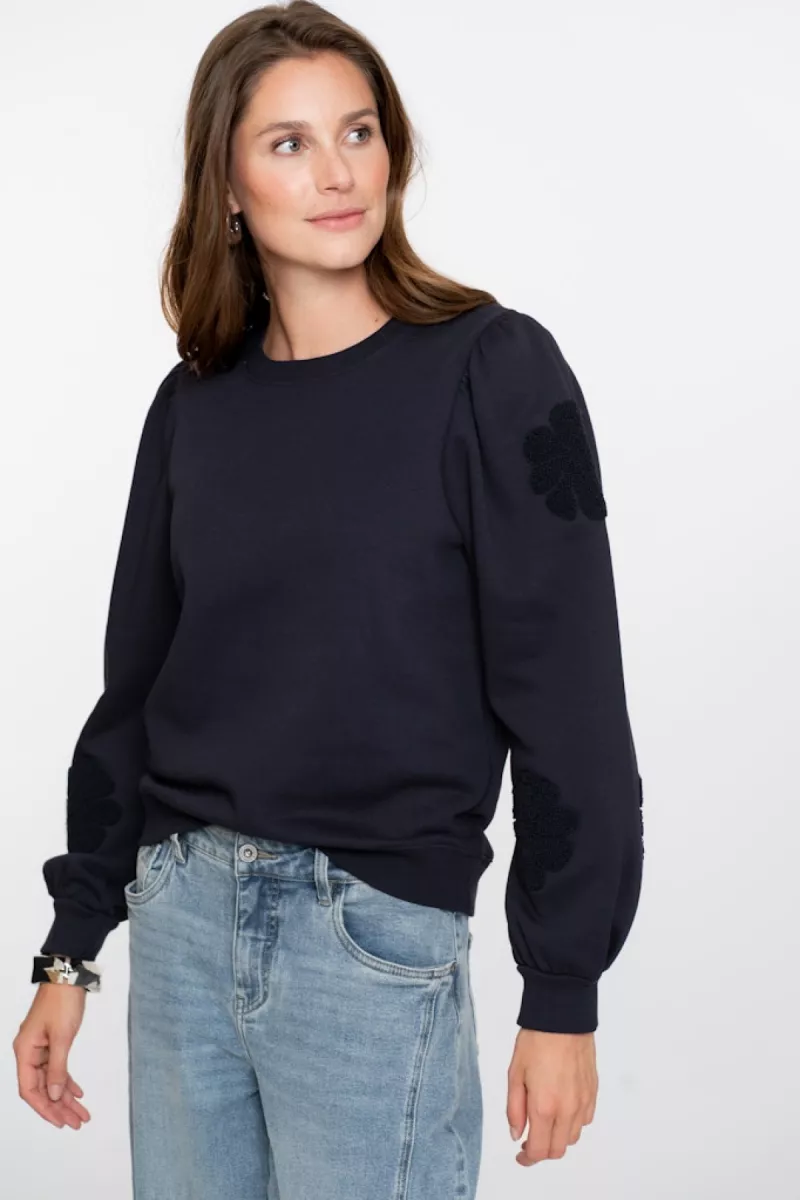 GEISHA-Sweater big flowers-52582-21-675 navy-MARINE