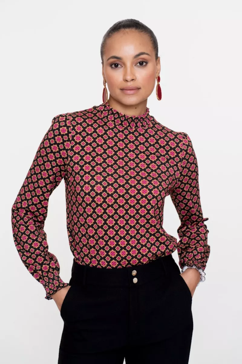 GEISHA-Top print-52535-20-999 black/pink-BLACK