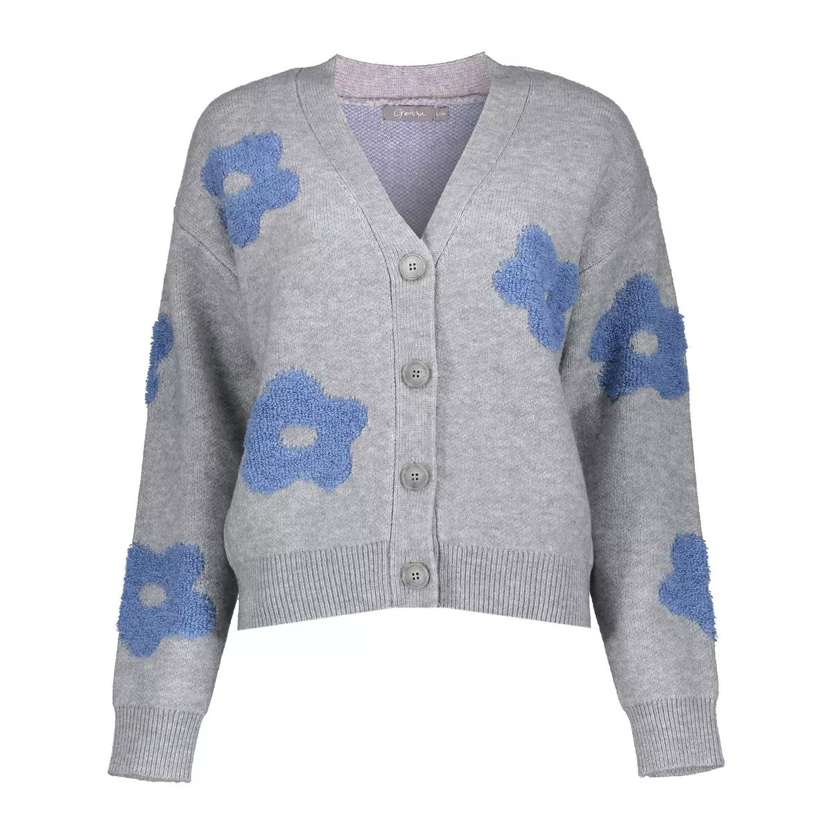 GEISHA-Vest flowers-54510-10-900 grey melange-DONKER GRIJS/GRAFIET