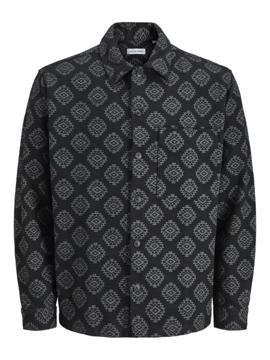 JACK & JONES-JJAZTEK PRINT OVERSHIRT LS-12281669-Black-BLACK