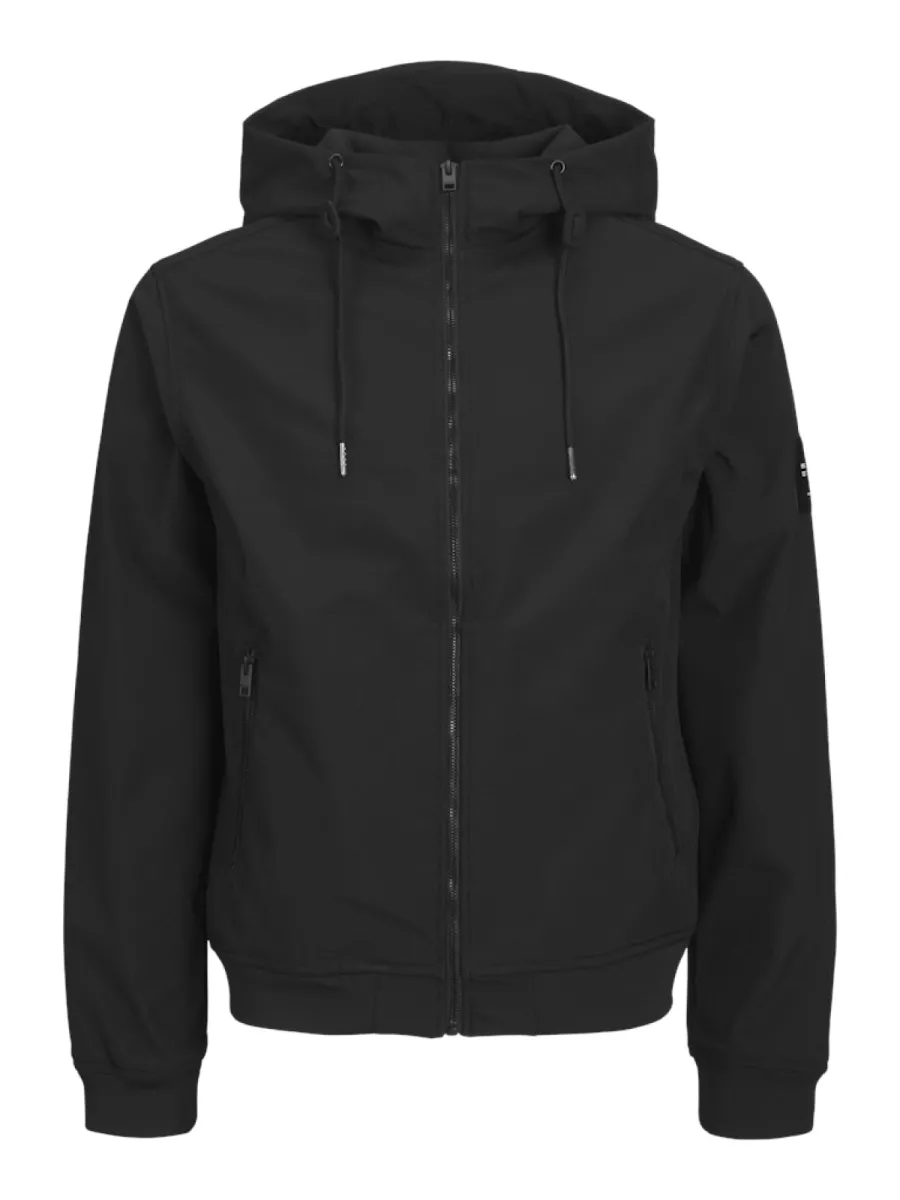 JACK & JONES-JJEBASIC SOFTSHELL HOOD NOOS-12236300-Black-ZWART