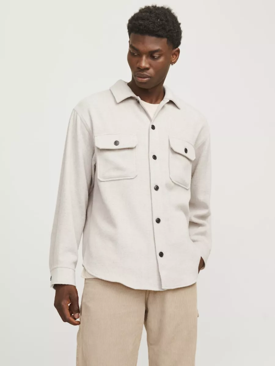 JACK & JONES-JJEBRADLEY OLLIE OVERSHIRT LS NOOS-12257199-Peyote-ZAND