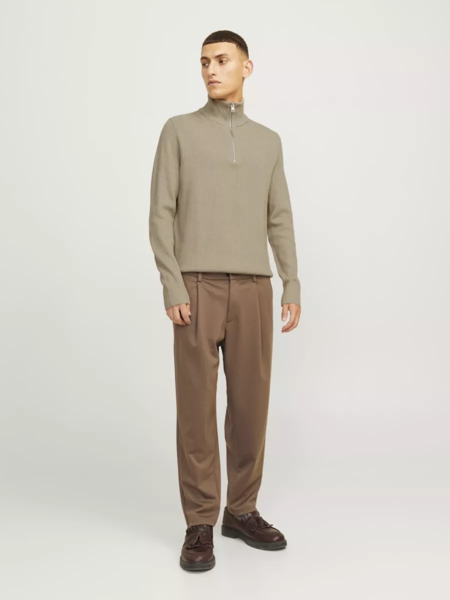 JACK & JONES-JJEPERFECT KNIT HALF ZIP SN-12257773-Crockery-BEIGE