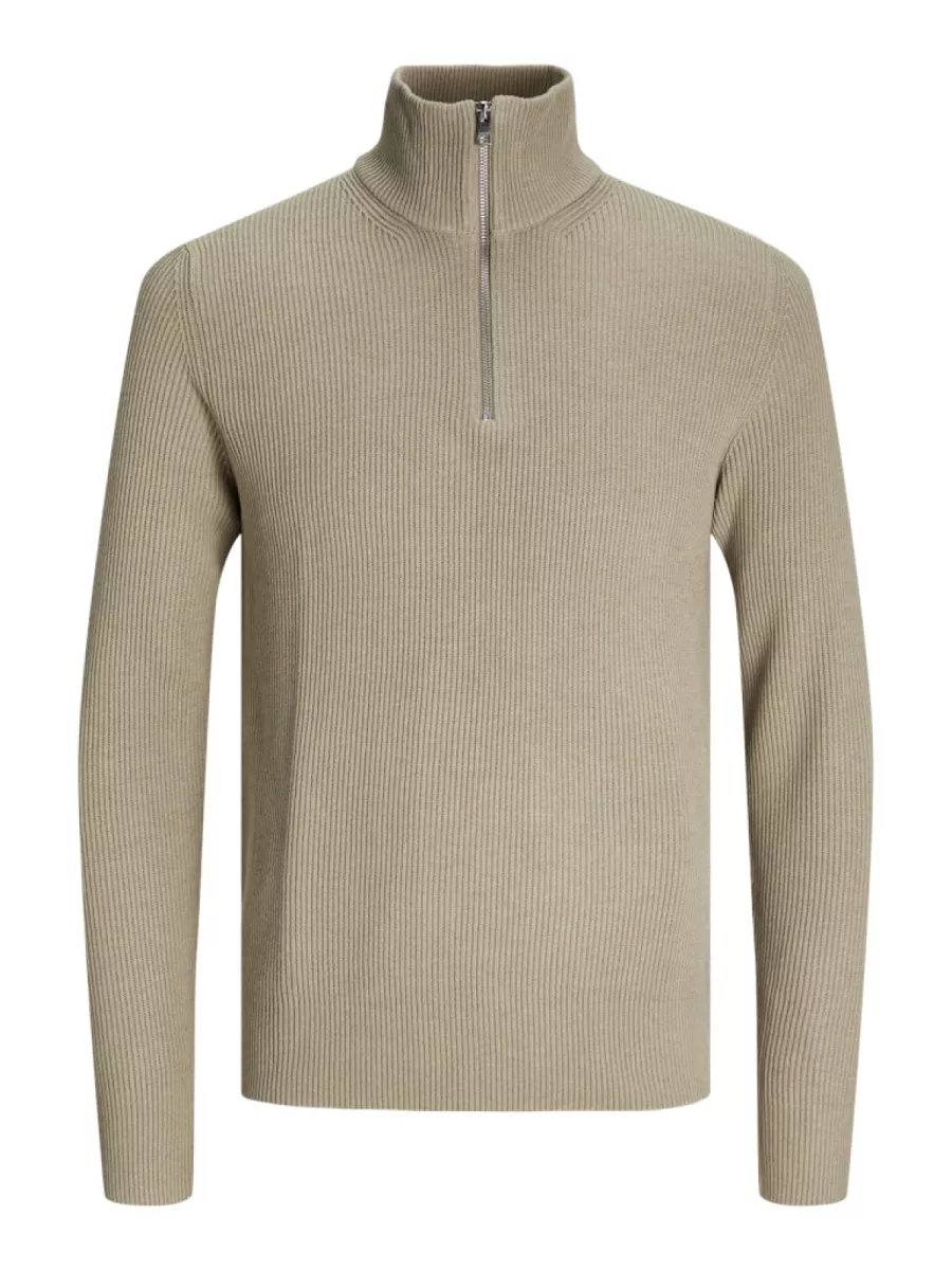 JACK & JONES-JJEPERFECT KNIT HALF ZIP SN-12257773-Crockery-BEIGE