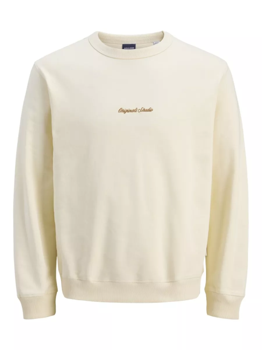 JACK & JONES-JORNORREBRO EMB SWEAT CREW NOOS-12282893-Antique White-WIT