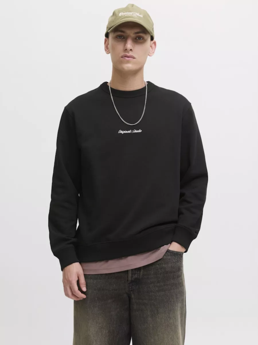 JACK & JONES-JORNORREBRO EMB SWEAT CREW NOOS-12282893-Black-BLACK