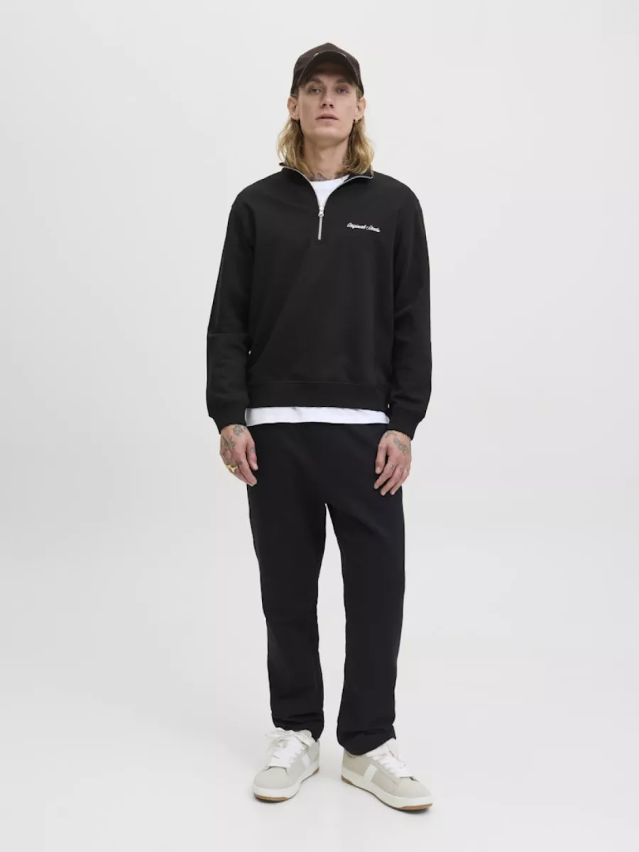 JACK & JONES-JORNORREBRO EMB SWEAT HIGH NECK SN-12282899-Black-BLACK