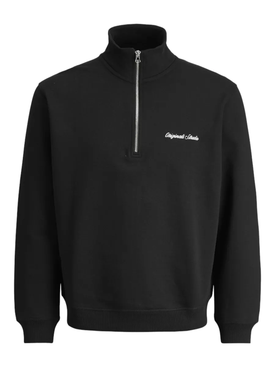 JACK & JONES-JORNORREBRO EMB SWEAT HIGH NECK SN-12282899-Black-BLACK