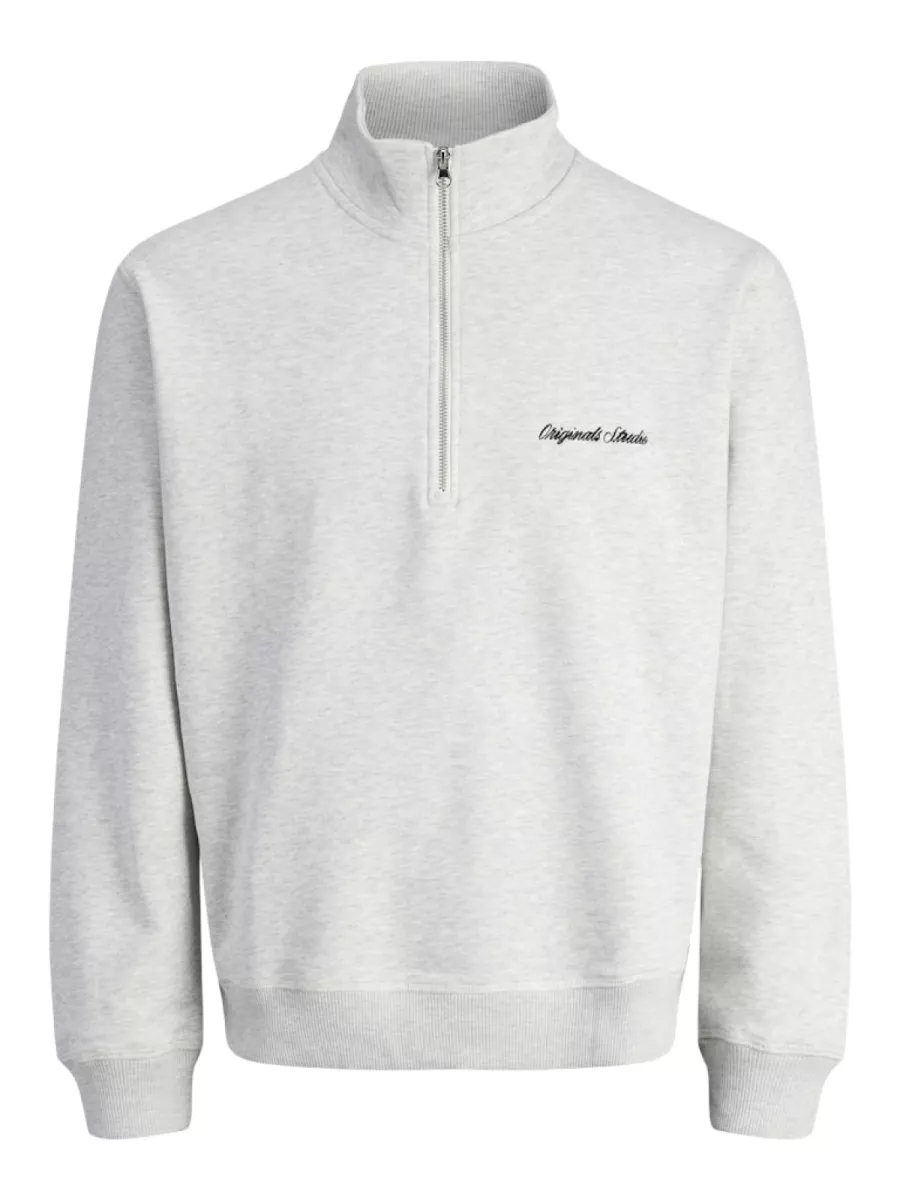JACK & JONES-JORNORREBRO EMB SWEAT HIGH NECK SN-12282899-White Melange-WIT