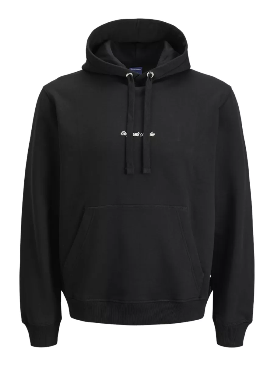 JACK & JONES-JORNORREBRO EMB SWEAT HOOD NOOS-12282861-Black-ZWART