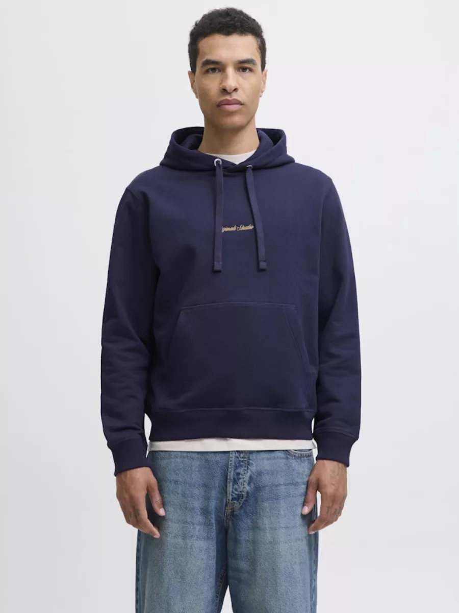 JACK & JONES-JORNORREBRO EMB SWEAT HOOD NOOS-12282861-Ocean cavern-BLAUW
