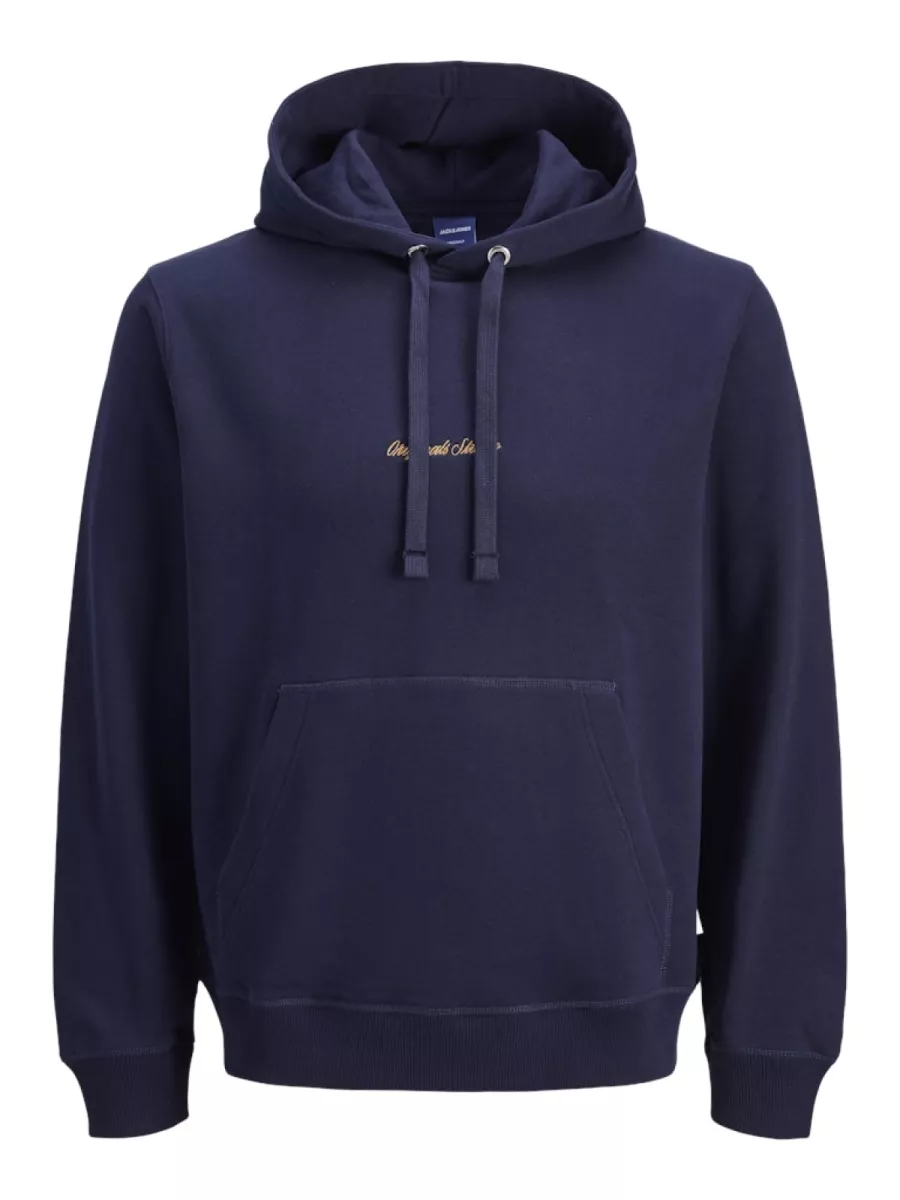 JACK & JONES-JORNORREBRO EMB SWEAT HOOD NOOS-12282861-Ocean cavern-BLAUW