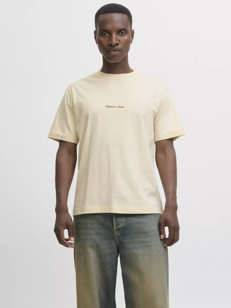 JACK & JONES-JORNORREBRO EMB TEE SS CREW NECK NO-12282892-Antique white-WIT