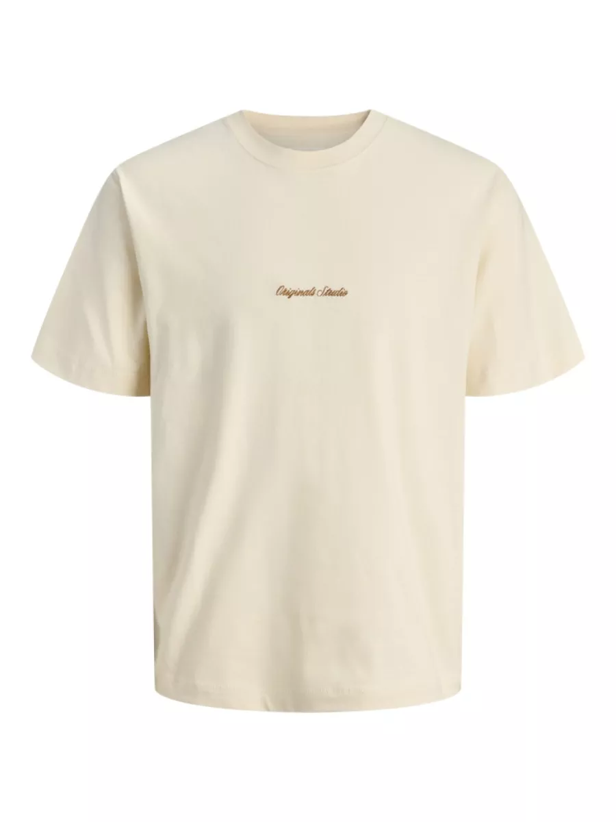 JACK & JONES-JORNORREBRO EMB TEE SS CREW NECK NO-12282892-Antique white-WIT