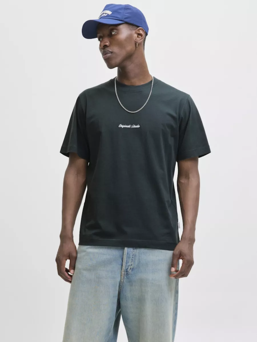 JACK & JONES-JORNORREBRO EMB TEE SS CREW NECK NO-12282892-Forest River-GROEN