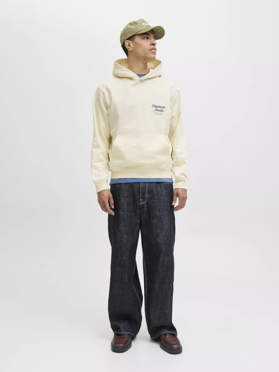 JACK & JONES-JORNORREBRO TYPO BACK SWEAT HOOD SN-12283054-Antique white-OFF WHITE