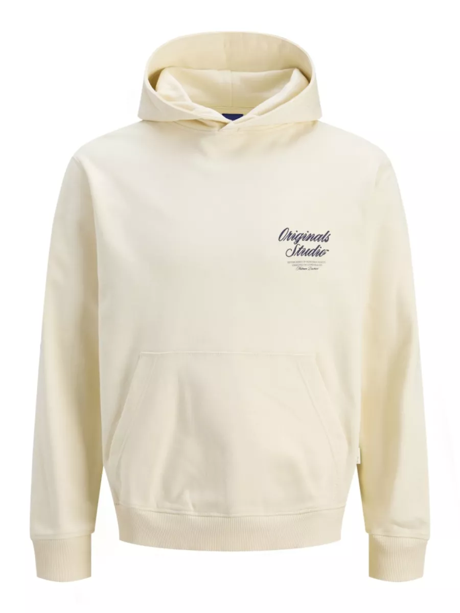 JACK & JONES-JORNORREBRO TYPO BACK SWEAT HOOD SN-12283054-Antique white-OFF WHITE