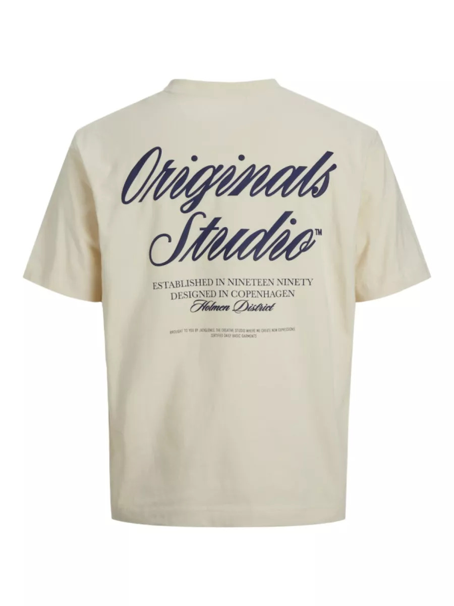 JACK & JONES-JORNORREBRO TYPO TEE SS CREW NECK N-12282898-Antique white-WIT