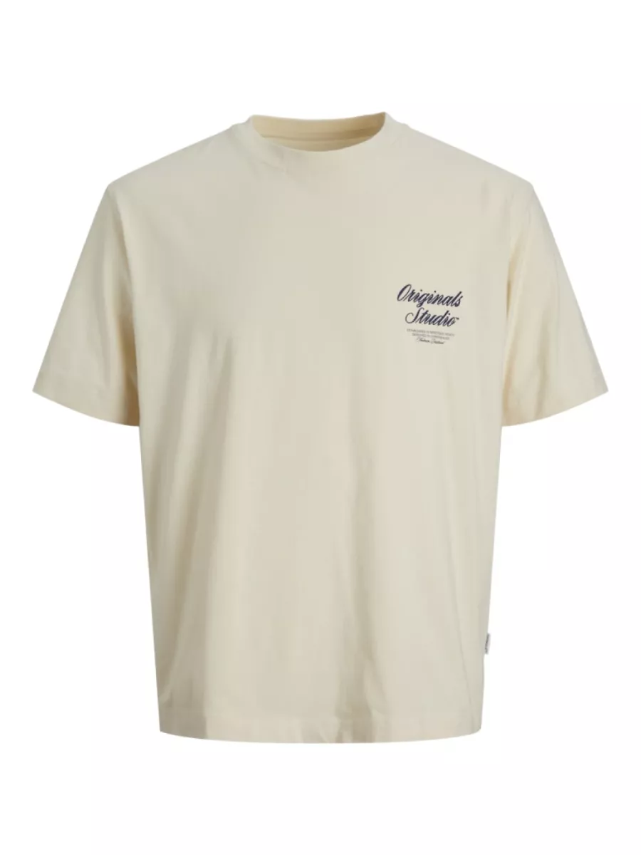 JACK & JONES-JORNORREBRO TYPO TEE SS CREW NECK N-12282898-Antique white-WIT