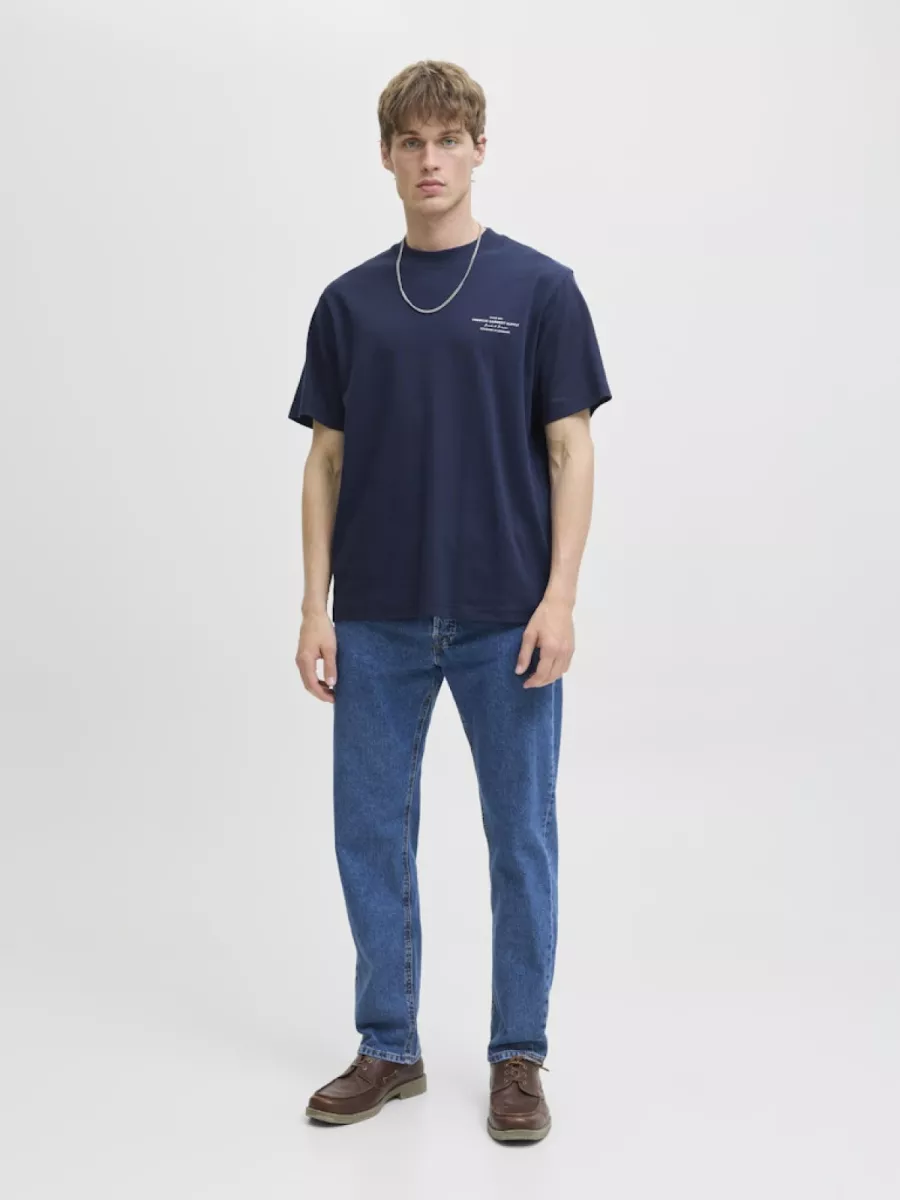JACK & JONES-JPRBLACHAD BRANDING SS CREW NECK TE-12259357-Black iris-ZWART