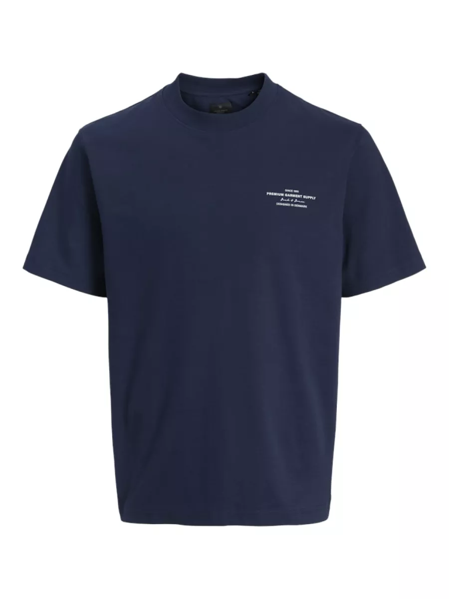 JACK & JONES-JPRBLACHAD BRANDING SS CREW NECK TE-12259357-Black iris-ZWART