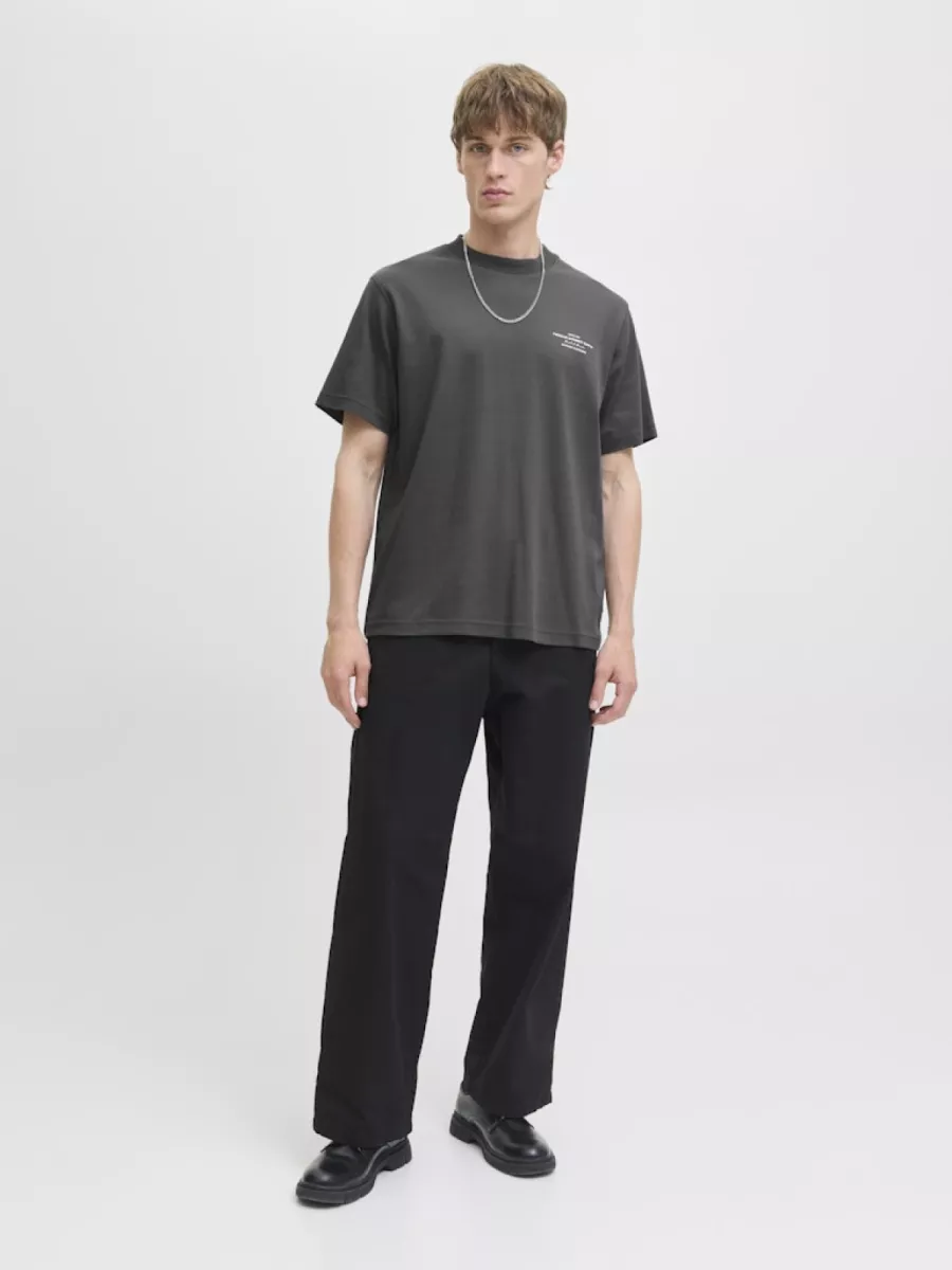JACK & JONES-JPRBLACHAD BRANDING SS CREW NECK TE-12259357-Volcanic ash-ANTRACIET