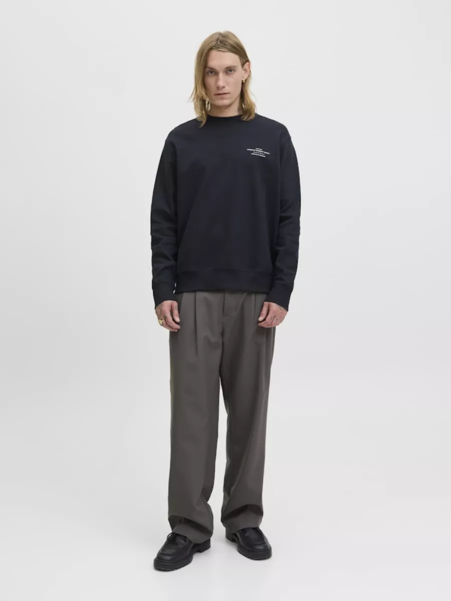 JACK & JONES-JPRBLACHAD BRANDING SWEAT CREW NECK-12261386-Black beauty-BLACK