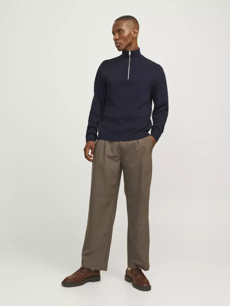 JACK & JONES-JPRBLAMILANO STITCH KNIT HALF ZIP S-12259664-Night sky-MARINE
