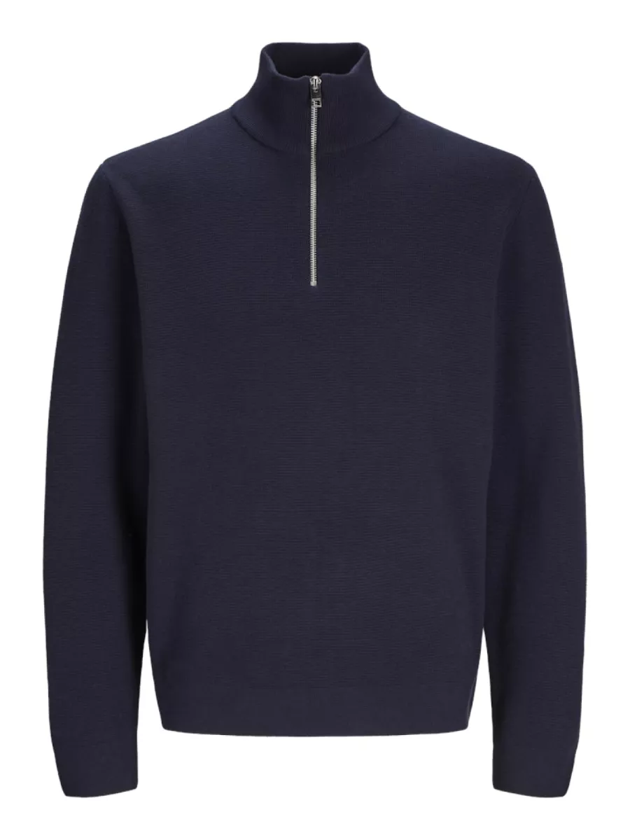 JACK & JONES-JPRBLAMILANO STITCH KNIT HALF ZIP S-12259664-Night sky-MARINE