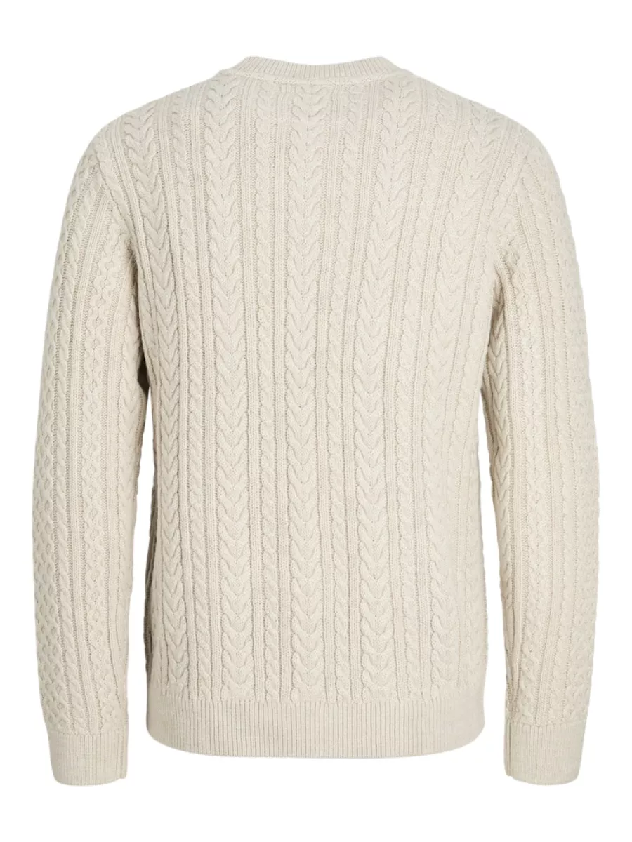JACK & JONES-JPRBLUSEAN KNIT CABLE CREW NECK SN-12283486-Silver lining-ZILVER GRIJS