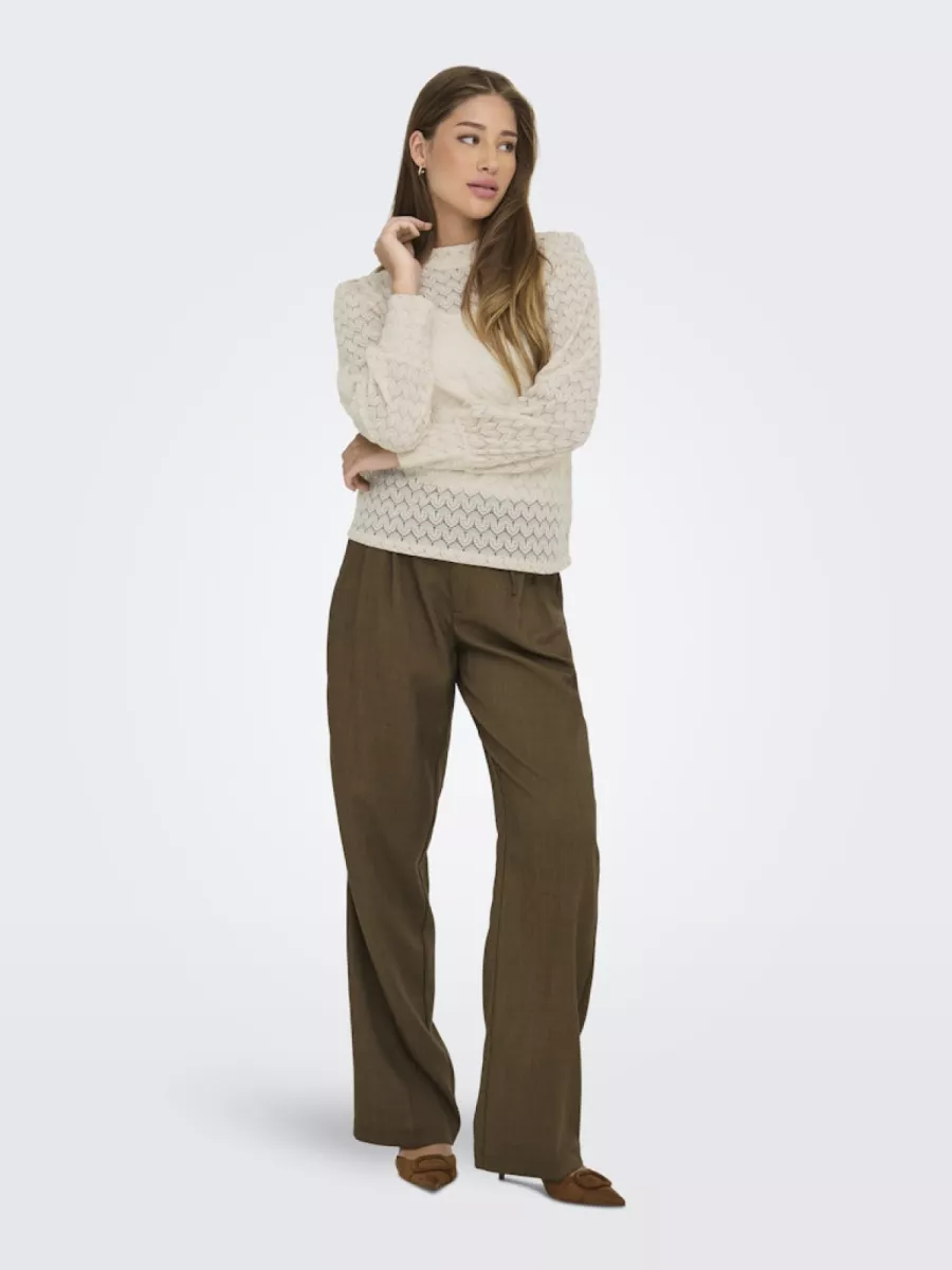 JDY-JDYAVERY L/S LACE TOP JRS NOOS-15268408-Sandshell-ZAND