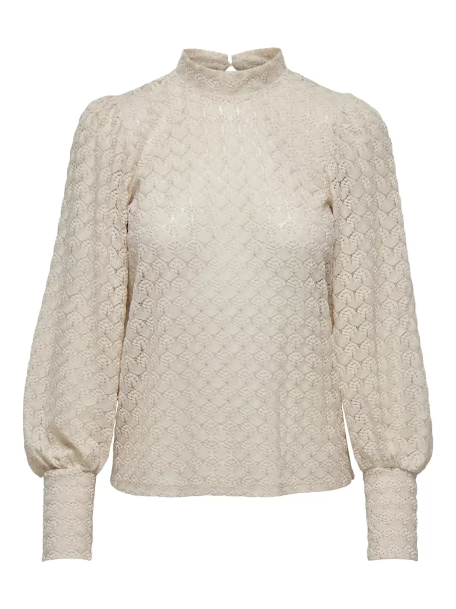 JDY-JDYAVERY L/S LACE TOP JRS NOOS-15268408-Sandshell-ZAND