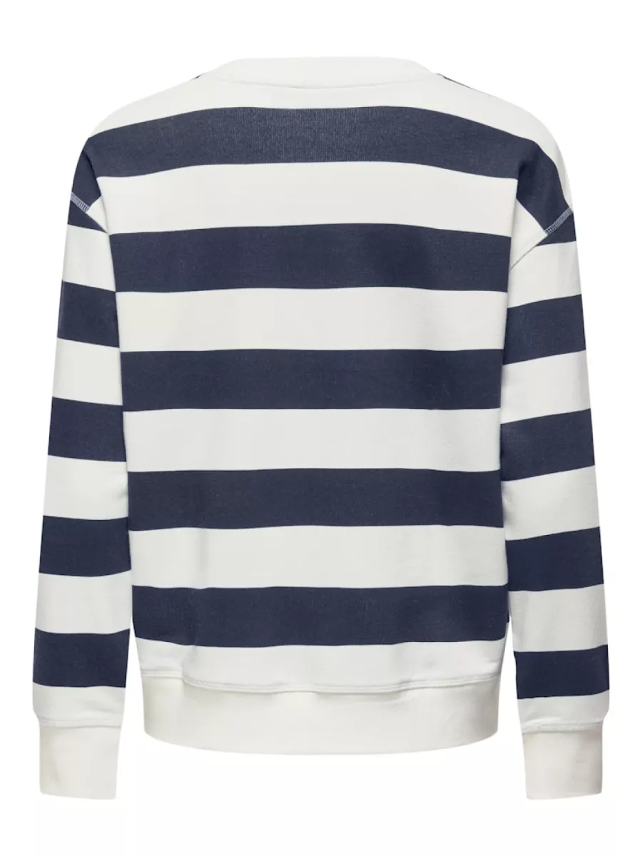 JDY-JDYBOOGIE L/S SWEAT JRS-15320335-Black Iris Stripes-CREME